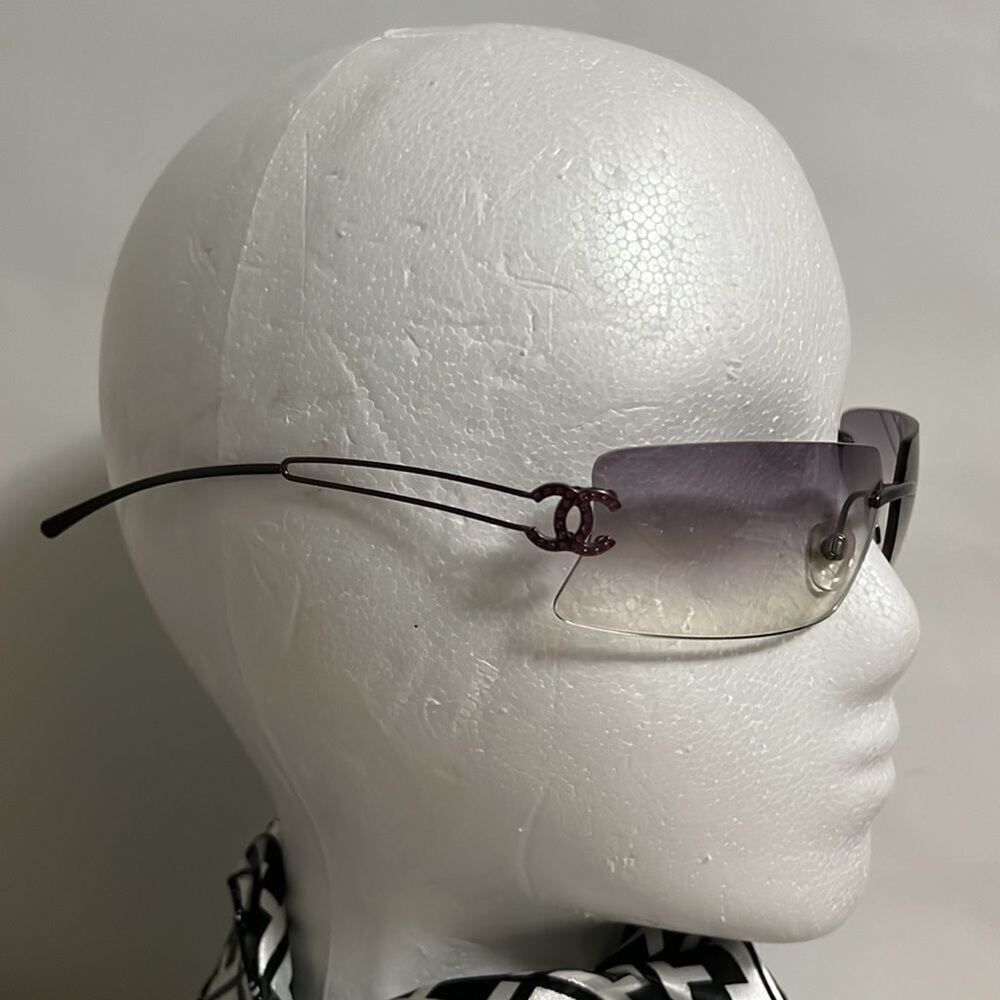 CHANEL RHINESTONE PINK TINTED RIMLESS SUNGLASSES‎ - Picture 2 of 8